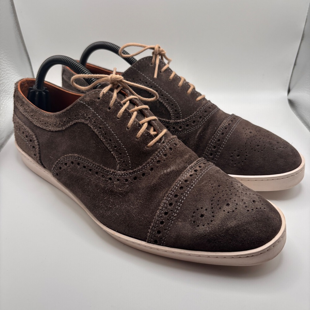 Allen Edmonds Strand Gray Brown Suede Oxford Sneaker Men's Size 9.5D 69205